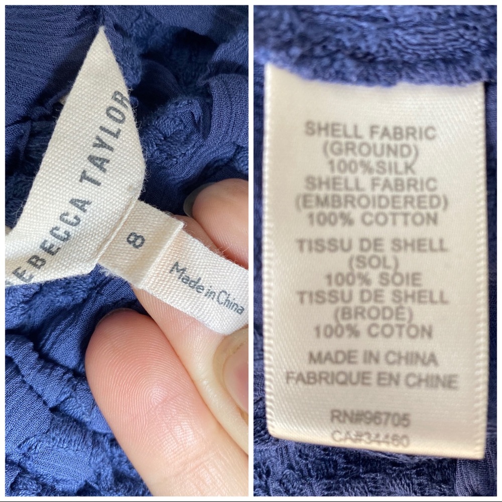 Rebecca Taylor Embroidery Chiffon Off Shoulder Top - Picture 4 of 8